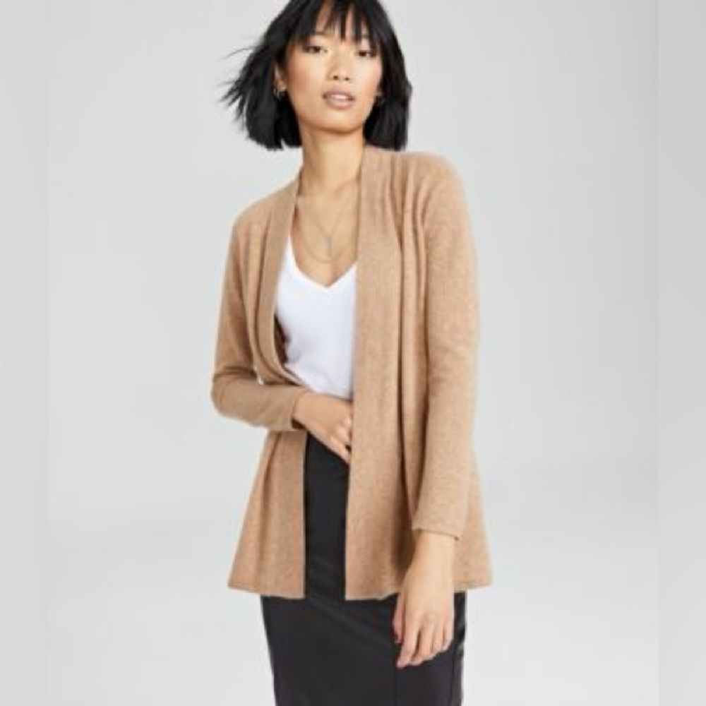 Chart Club Cashmere 3/4 sleeve Cardigan Sweater - Charcoal - Sz L